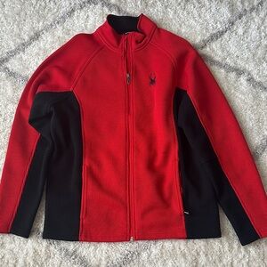 Spyder Red and Black Zip-Up Fleece sweater jacket